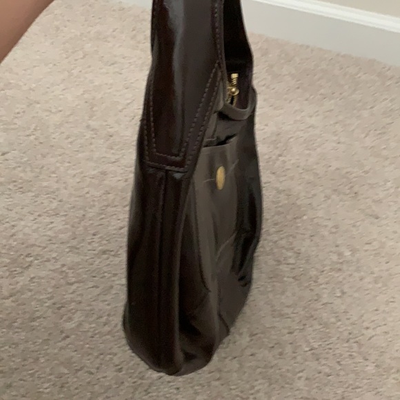 NWT COACH Factory Dark Brown Patent Leather Hobo Shoulder Bag - Picture 9 of 13